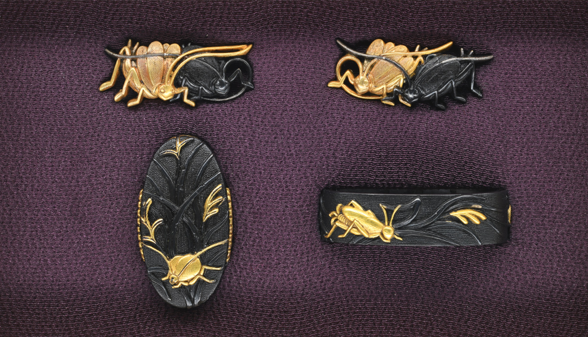 二所　無銘　京金工　秋虫図二所物　保存刀装具鑑定書 商品画像