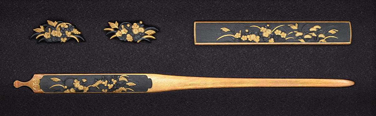 三所　真乗作・光晃(花押)　秋野図三所物　特別保存刀装具鑑定書 商品画像