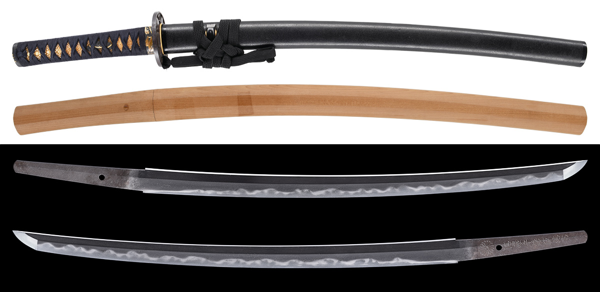 脇差　（菊紋）信濃守藤原信吉 附 黒石目地塗鞘脇差拵　特別保存刀剣鑑定書　日本刀剣保存会鑑定書