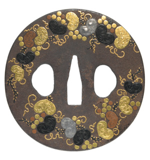 鍔 無銘 京正阿弥 葡萄図鍔 特別保存刀装具鑑定書の販売