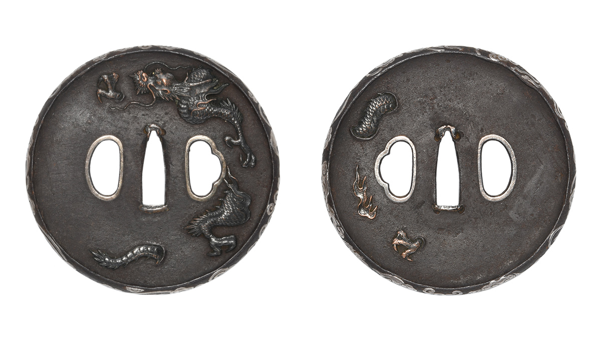 鍔　無銘　水戸　潜龍図鍔　特別保存刀装具鑑定書 商品画像