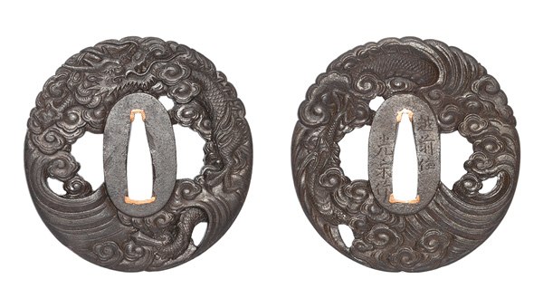 鍔　銘　越前住光永作　雲龍透鍔　特別保存刀装具鑑定書の販売