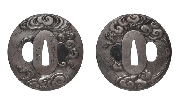 鍔　銘　長州萩住政知作　雷雲図鍔　特別保存刀装具鑑定書の販売