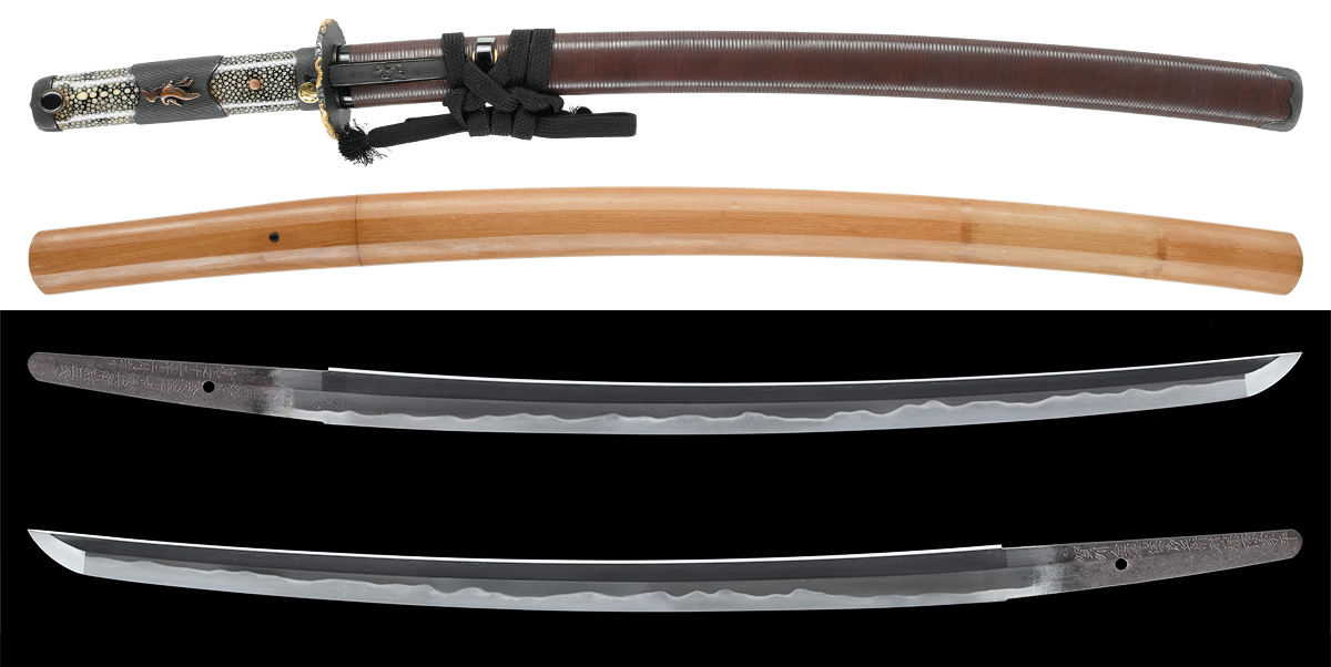 脇差　賀州金沢住四郎兵衛尉藤原家平　生得加州金沢住竹下儀兵衛尉正氏　寛文十二年二月吉日　附 朱漆塗千段刻鞘脇差拵　特別保存刀剣鑑定書　業物 商品画像