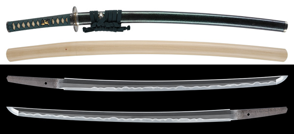 脇差 (菊紋)越前守源信吉 附 青貝微塵塗鞘脇差拵 特別保存刀剣鑑定書 業物の販売