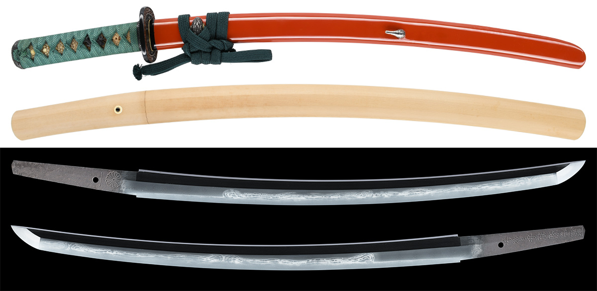 脇差　丹後守藤原兼道　(菊紋)一 　附 朱漆塗鞘脇差拵　特別保存刀剣鑑定書　新刀上作　良業物 商品画像